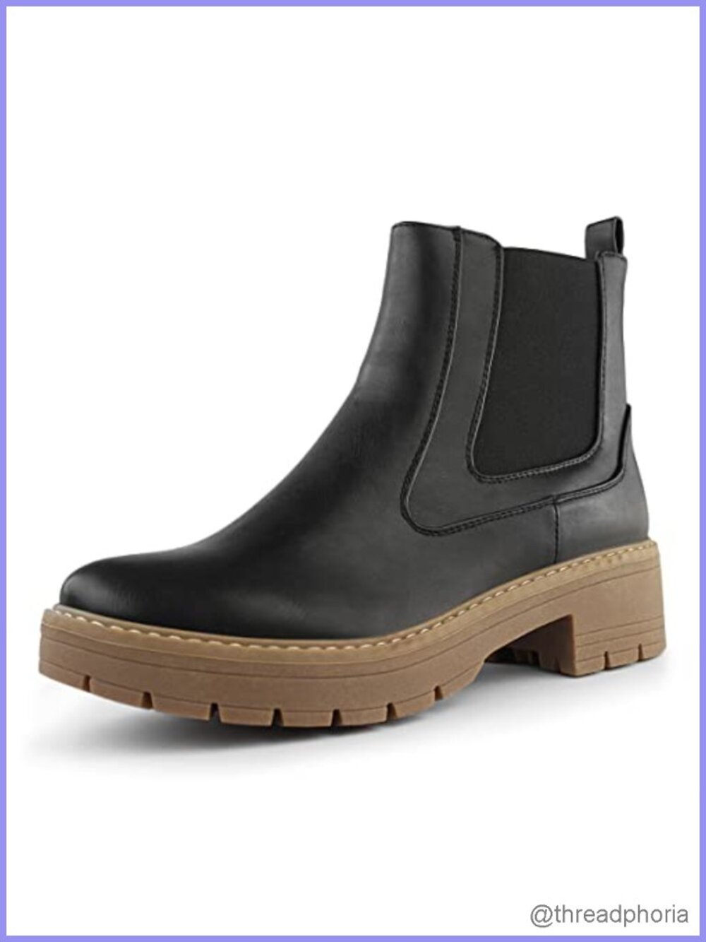 Hawkwell Women's Slip On Chunky Heel Ankle Chelsea Boot PU Leather